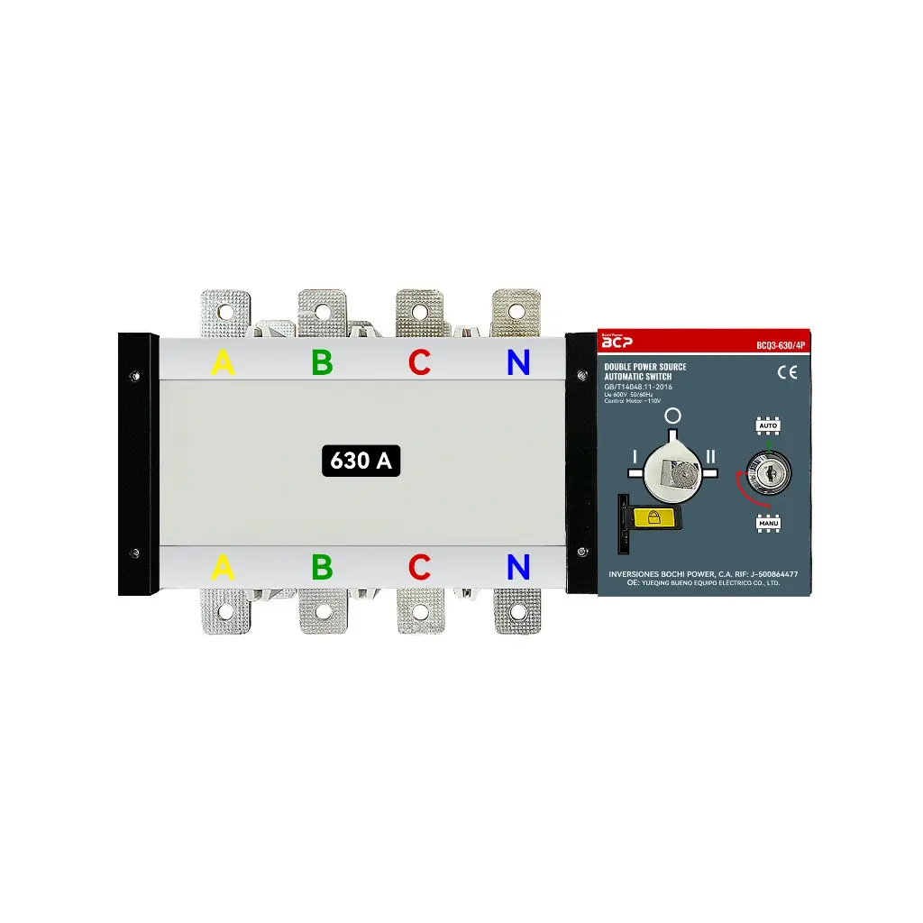 Автоматичний Перемикач Двох Джерел Живлення ATS BCQ3-630/630A 110V/4P