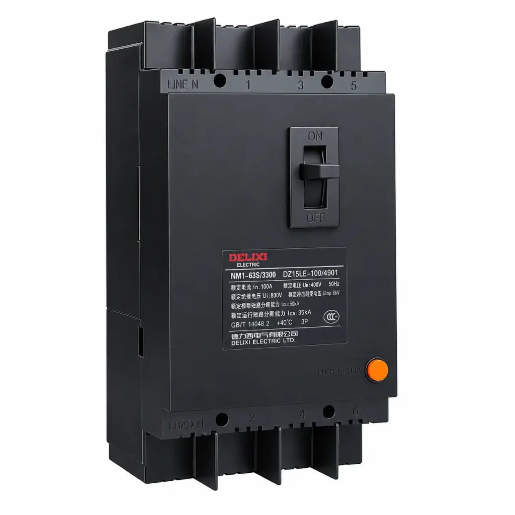 Disjuntor - DELIXI DZ15LE-100/1004S 100AMP 4P