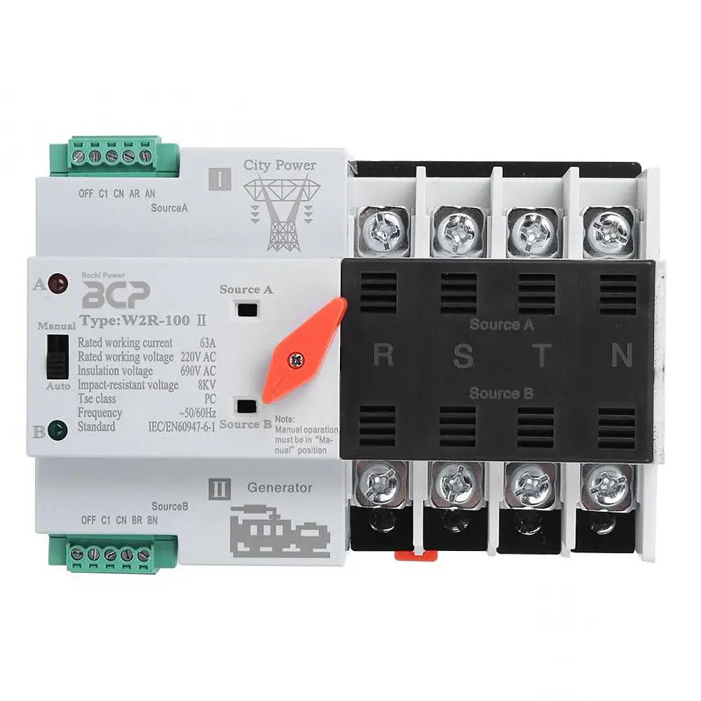 Interruptor de transferencia - BCP Interruptor de transferencia automática (ATS) BCQ3R-100 63A/4P